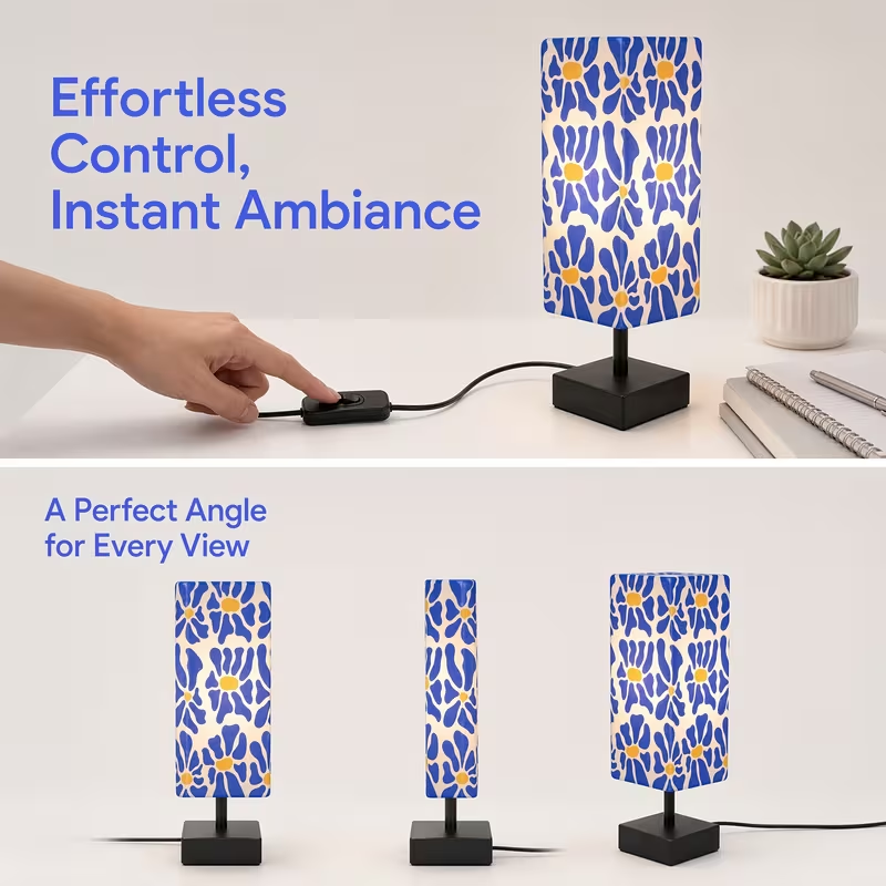 โคมไฟตั้งโต๊ะลายดอกไม้สีสันสดใ - Home Textile บทวิจารณ์และราคา