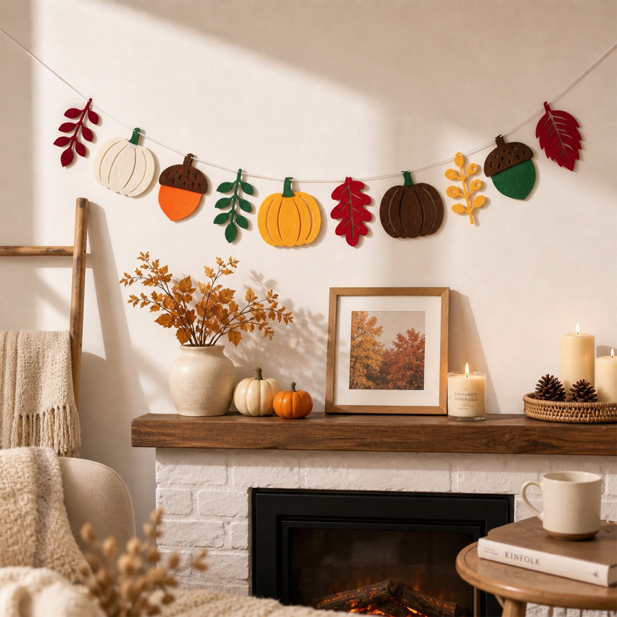 ใบฟักทองฤดูใบไม้ร่วง ธงเทศกาลเ - Home Textiles & Decorations บทวิจารณ์และราคา