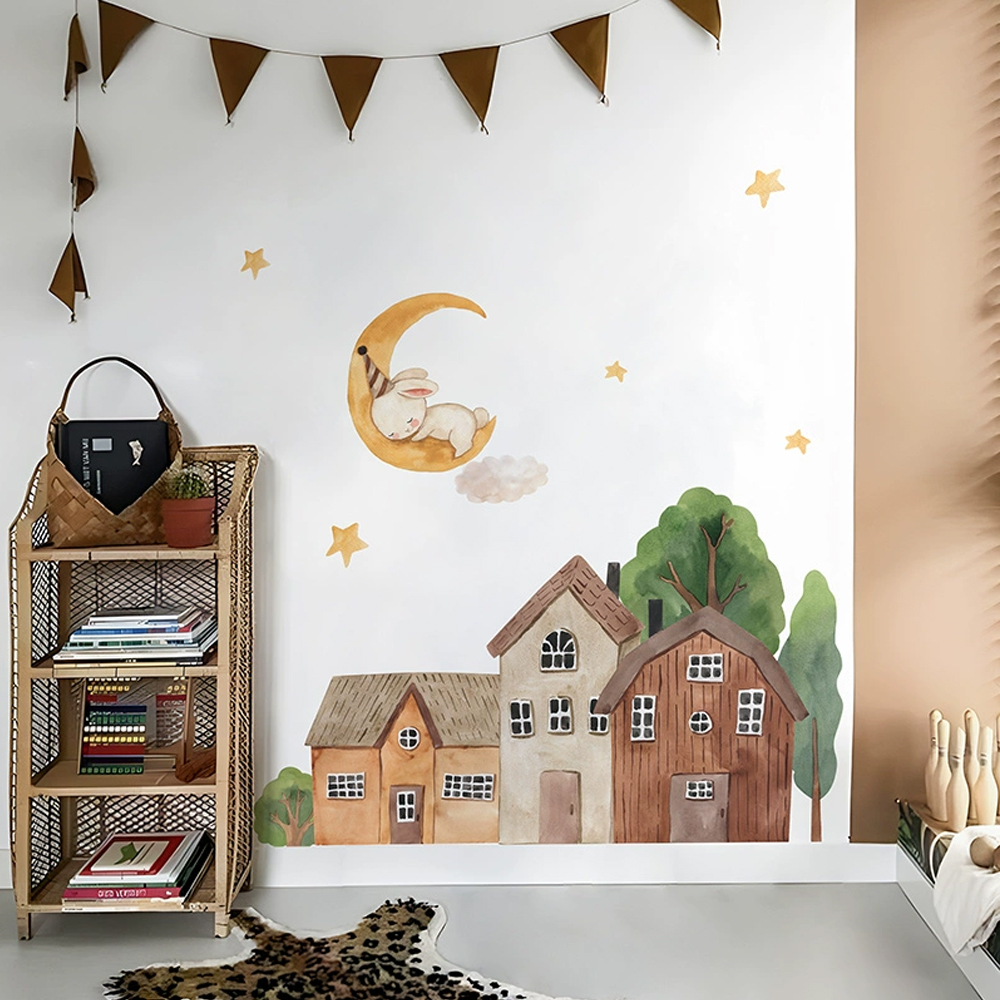 สติกเกอร์ผ้าการ์ตูนป่าแนววินเท - Home Textile บทวิจารณ์และราคา